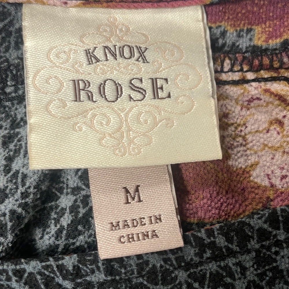 Knox Rose Blouse Long Sleeve Women Floral Top Black/Gray Boho Shirt Casual, M - Picture 2 of 10